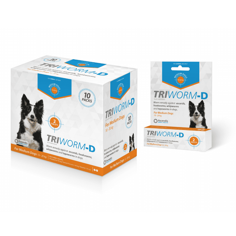 Triworm-D Deworming Tablets For Medium Dogs (2x10)