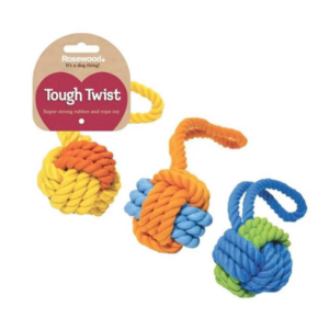 Rosewood Tough Twist Rubber & Rope Ball Tug (Medium)