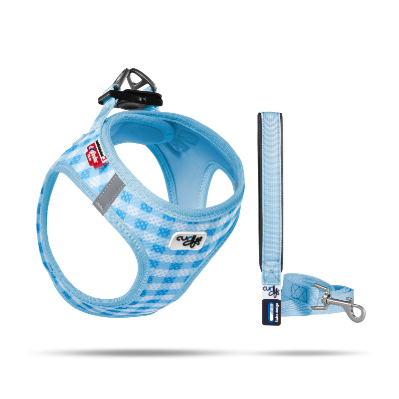 Curli Puppy Air Mesh Harness Set Blue (M) Square