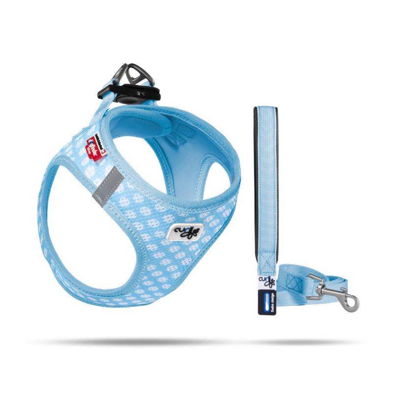 Curli Puppy Air Mesh Harness Set Blue (M) Circle