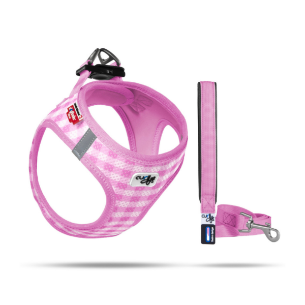 Curli Puppy Air Mesh Harness Set Pink (M) Square