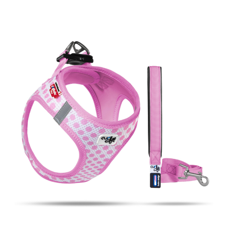 Curli Puppy Air Mesh Harness Set Pink (M) Circle