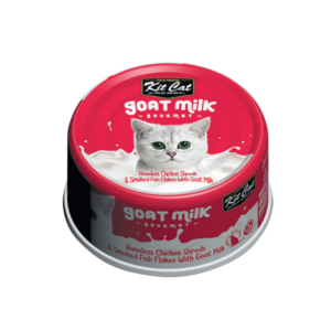 Kit Cat Boneless Chicken Shreds & Smoked Fish Flakes With Goat Milk (70g Tray)