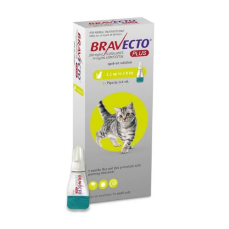 Bravecto Plus Spot On For Small Cats (1.2-2.8kg)