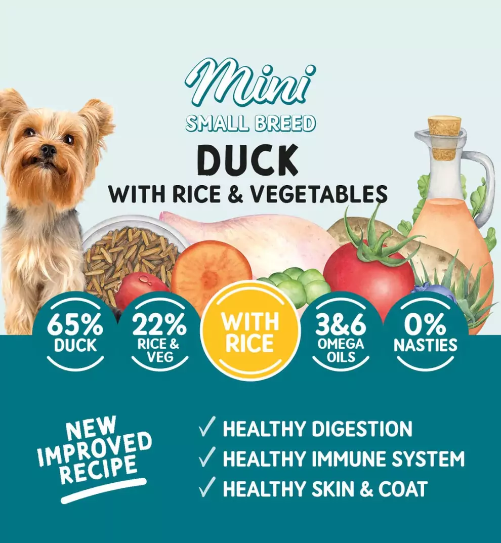 Naturo Adult Mini Dog Duck with Rice and Vegetables - Wet Dog Food | 150g Pouches x 8 - Image 3